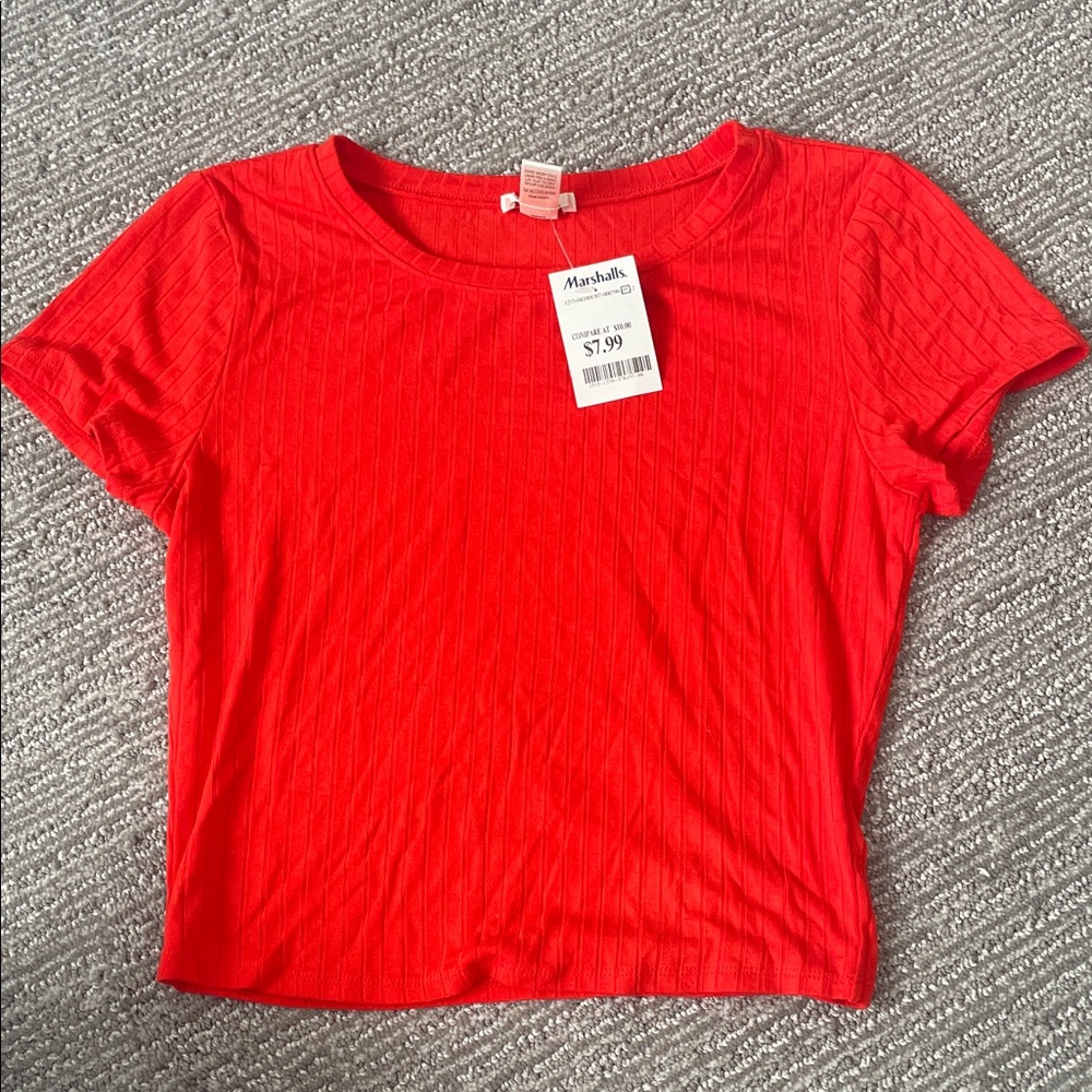 NWT Bozzolo Vibrant Orange Ribbed Crop Top